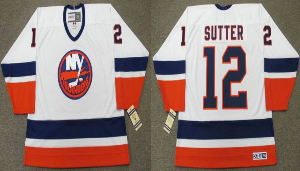 2019 Men New York Islanders 12 Sutter white CCM NHL jersey